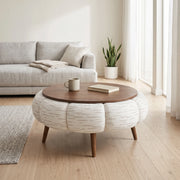 Octopump Round Upholstered Wooden Coffee Table