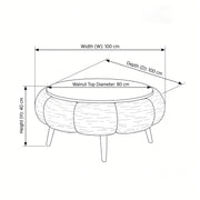 Octopump Round Upholstered Wooden Coffee Table
