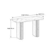 Onbrillo Marble Console Table size guide lists 120 cm long, 35 cm wide, and 80 cm high to help plan fit in the entryway.