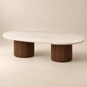 Openomiya Travertine Oval Coffee Table