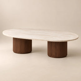 Openomiya Travertine Oval Coffee Table