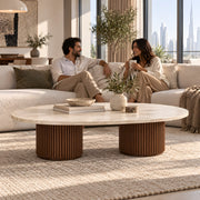 Openomiya Travertine Oval Coffee Table
