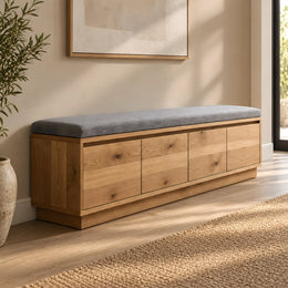 Paroniva Grey Wooden Upholstered Storage Bench