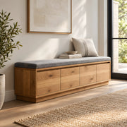 Paroniva Grey Wooden Upholstered Storage Bench