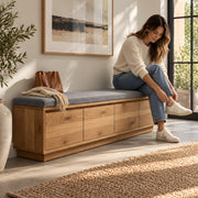 Paroniva Grey Wooden Upholstered Storage Bench