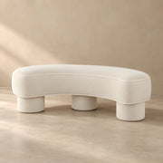 Pietovy Cream Curved Upholstered Bench