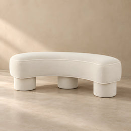 Pietovy Cream Curved Upholstered Bench