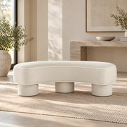 Pietovy Cream Curved Upholstered Bench