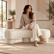 Pietovy Cream Curved Upholstered Bench