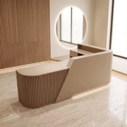 Pilangy Fluted Beige Salon Reception Desk