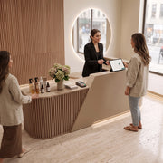 Pilangy Fluted Beige Salon Reception Desk