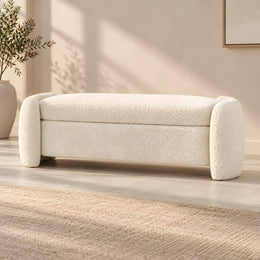 Piumola Cream Bouclé Storage Bench