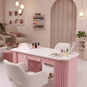 Plinkavo Premium Fluted Manicure Table with Drawers