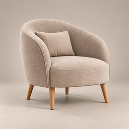 Polomiso Beige Curved Accent Chair