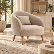 Polomiso Beige Curved Accent Chair
