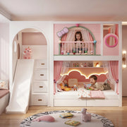 Pow Kids Bunk Bed with Slide & Storage