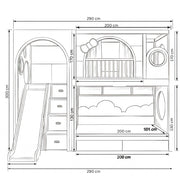 Pow Kids Bunk Bed with Slide & Storage