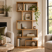 Puzzly Wooden Bookshelf & Open Storage Unit