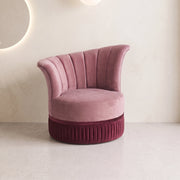 Queeny Pink Velvet Modern Pedicure Chair
