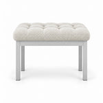 Rebosy Pedicure Footrest, its ivory white fabric top set above four straight metal legs with a slim metal front rail.