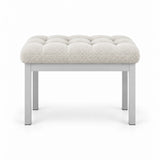 Rebosy Pedicure Footrest, its ivory white fabric top set above four straight metal legs with a slim metal front rail.