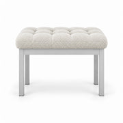 Rebosy Pedicure Footrest, its ivory white fabric top set above four straight metal legs with a slim metal front rail.