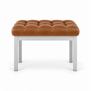 Rebosy Pedicure Footrest showing a tan brown leather cushion and four straight metal legs against a white background.