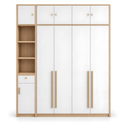 Repolomy 4 Door Wooden Wardrobe with Open Shelves