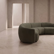 Ronila Olive Green Curved 5-Seater Sofa