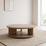 Rounaky Modern Round Wooden Coffee Table
