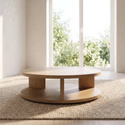 Rounaky Modern Round Wooden Coffee Table