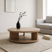 Rounaky Modern Round Wooden Coffee Table
