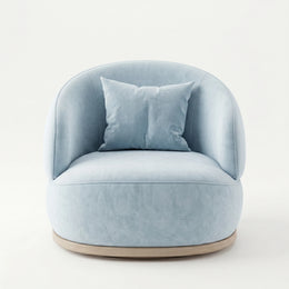 Alternate view of Roundara Blue Velvet Pedicure Chair, showing rounded supportive backrest and plush cushioned seat.