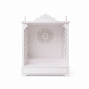 Saanvi Premium White Pooja Mandir with Om Sunburst Motif