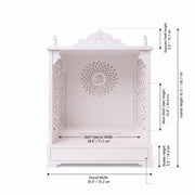 Saanvi Premium White Pooja Mandir with Om Sunburst Motif
