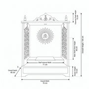 Saanvi Premium White Pooja Mandir with Om Sunburst Motif
