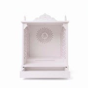Saanvi Premium White Pooja Mandir with Om Sunburst Motif