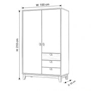 Saklonia 2 Door Wooden Wardrobe