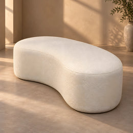 Santilona Cream Upholstered Organic Bench