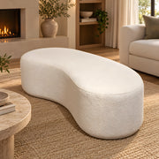 Santilona Cream Upholstered Organic Bench