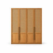 Segustona 4 Door Wooden Wardrobe, with separate lower door panels and long vertical pulls against a white backdrop.