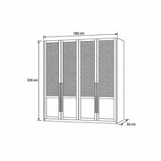 Segustona 4 Door Wooden Wardrobe dimension guide with long vertical pulls and labels of 185 cm wide and 220 cm high.