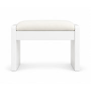 Selandiso Pedicure Footrest shown with a broad front apron, an ivory cushion and an open underside on a white background.