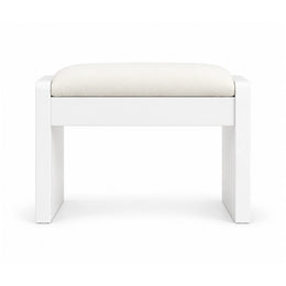 Selandiso Pedicure Footrest shown with a broad front apron, an ivory cushion and an open underside on a white background.