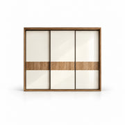 Sidedora 3 Sliding Door Wardrobe with a broad rectangular front and three cream sliding panels against a white backdrop.