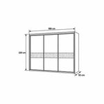 Sidedora 3 Sliding Door Wardrobe diagram showing a broad rectangular front, with 300 cm wide, 55 cm deep and 220 cm high.