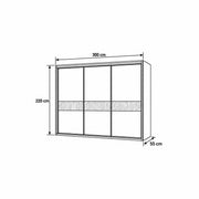 Sidedora 3 Sliding Door Wardrobe diagram showing a broad rectangular front, with 300 cm wide, 55 cm deep and 220 cm high.