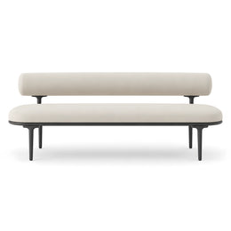 Alternate view of Sillopura Beige Upholstered Modern Bench, showing padded seat for a closer look at the product design.
