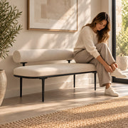Sillopura Beige Upholstered Modern Bench