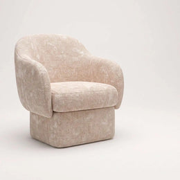 Alternate view of Sinkara Cream Beige Pedicure Chair, showing plush cushioning, wraparound armrests, and curved backrest.
